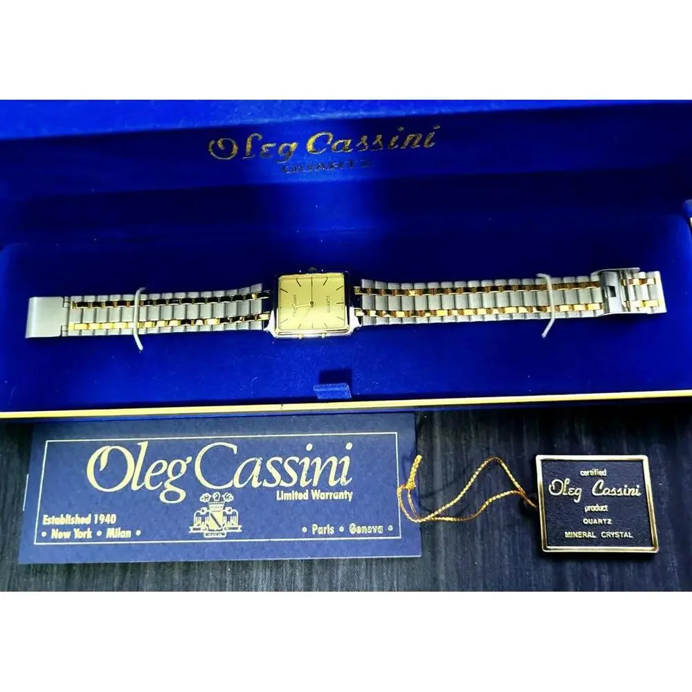 Vintage Rare Oleg Cassini Designer‎ Mens Watch W- Box-Papers